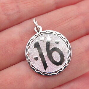 SPENCER 925 Sterling Silver Vintage Sweet 16 Charm Pendant